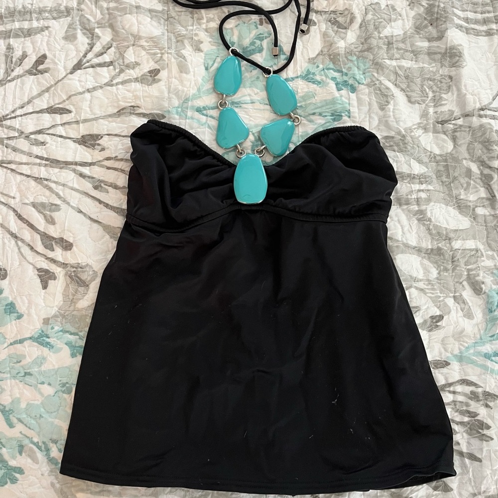 Venus Black Halter Tankini Top Size 6